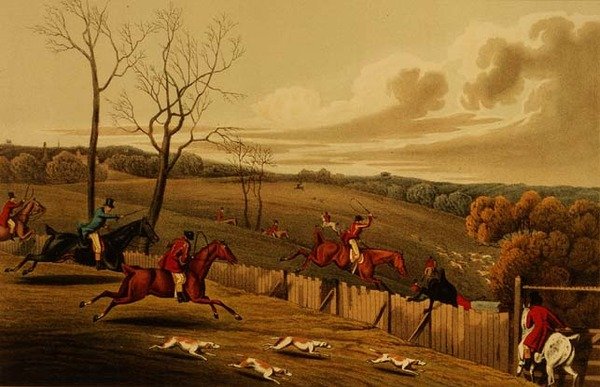 Stag Hunting, aquatinted bt I. Clark, pub. av Thomas McLean av Henry Thomas Alken