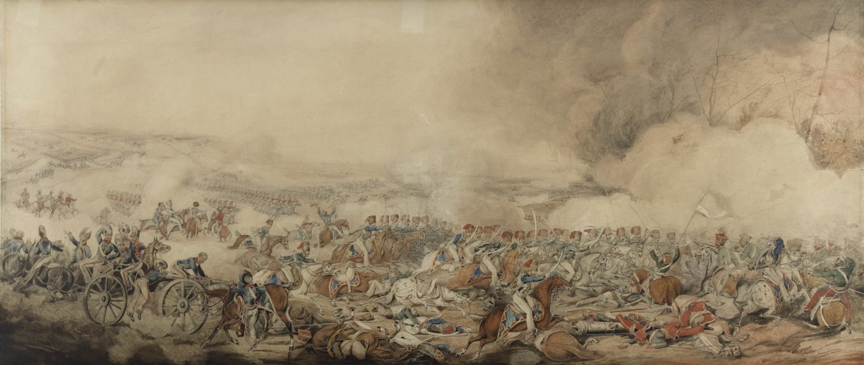 Slaget vid Waterloo, 18 juni 1815 (penna och wc på papper) av Henry Thomas Alken