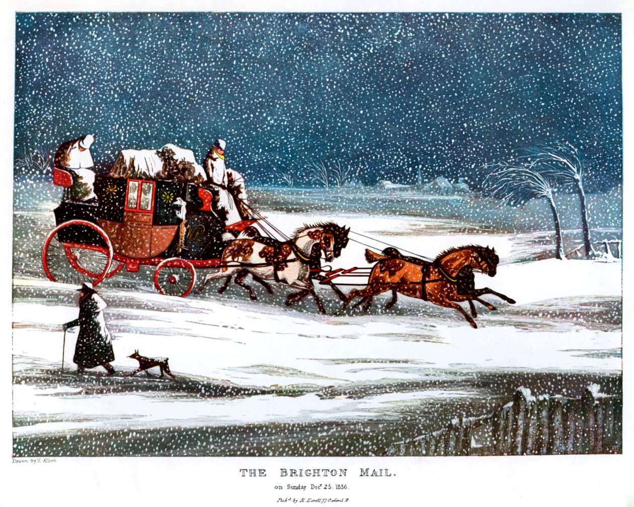 The Brighton Mail på juldagen, 1836 1905. av Henry Thomas Alken