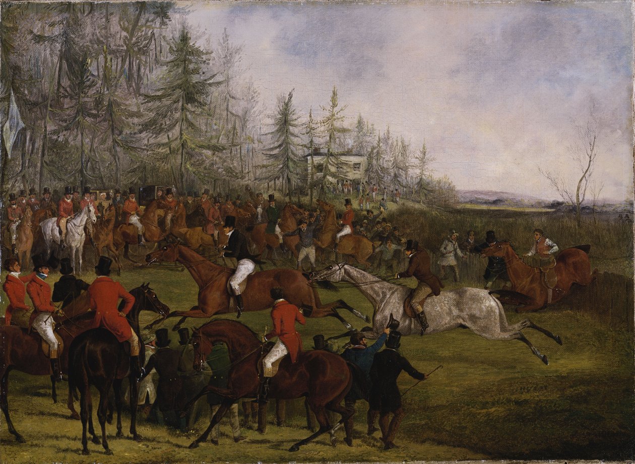 The Grand Leicestershire Steeplechase, 12 mars 1829: The Winning Post och Billesdon Coplow av Henry Thomas Alken