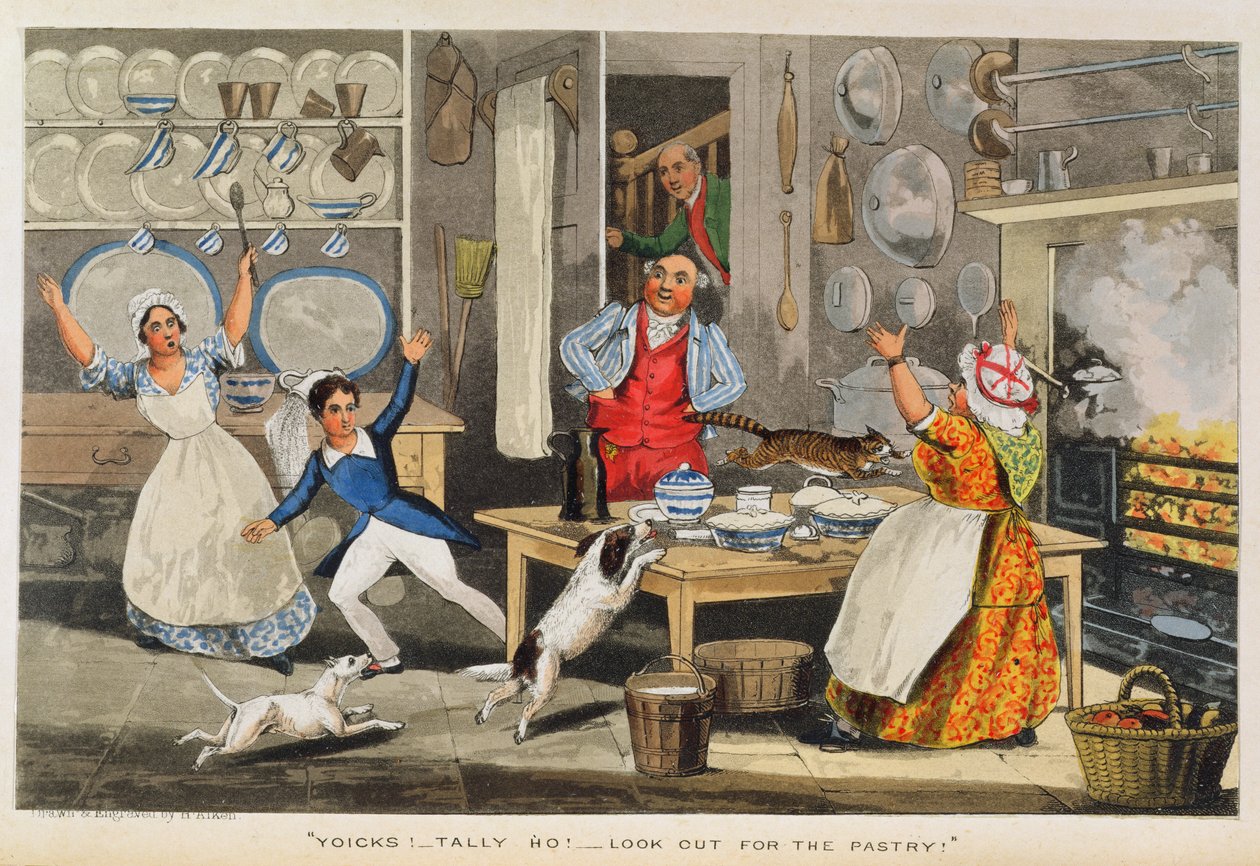 Yoicks!.... Tally Ho!...Look out for the Pastry!, från Nimrods "The Life of a Sportsman", 1874, (handkolorerat gravyr). av Henry Thomas Alken