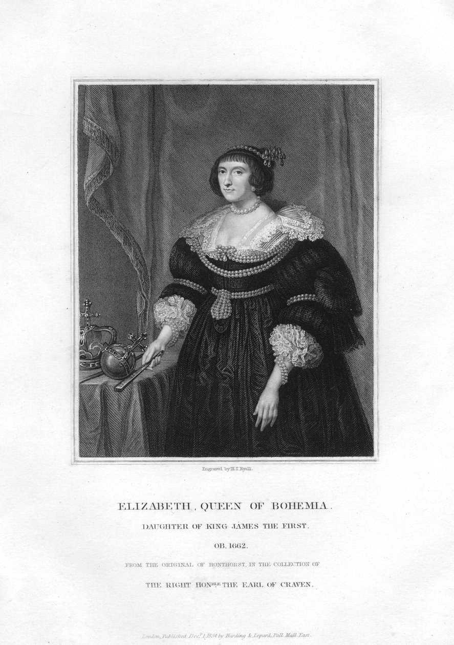 Elizabeth, kurfursten Palatin och drottning av Böhmen, 1834. av Henry Thomas Ryall