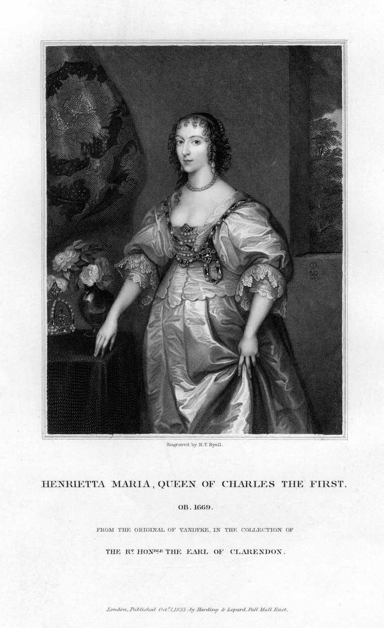 Drottning Henrietta Maria, drottninggemål till Karl I, 1833 av Henry Thomas Ryall