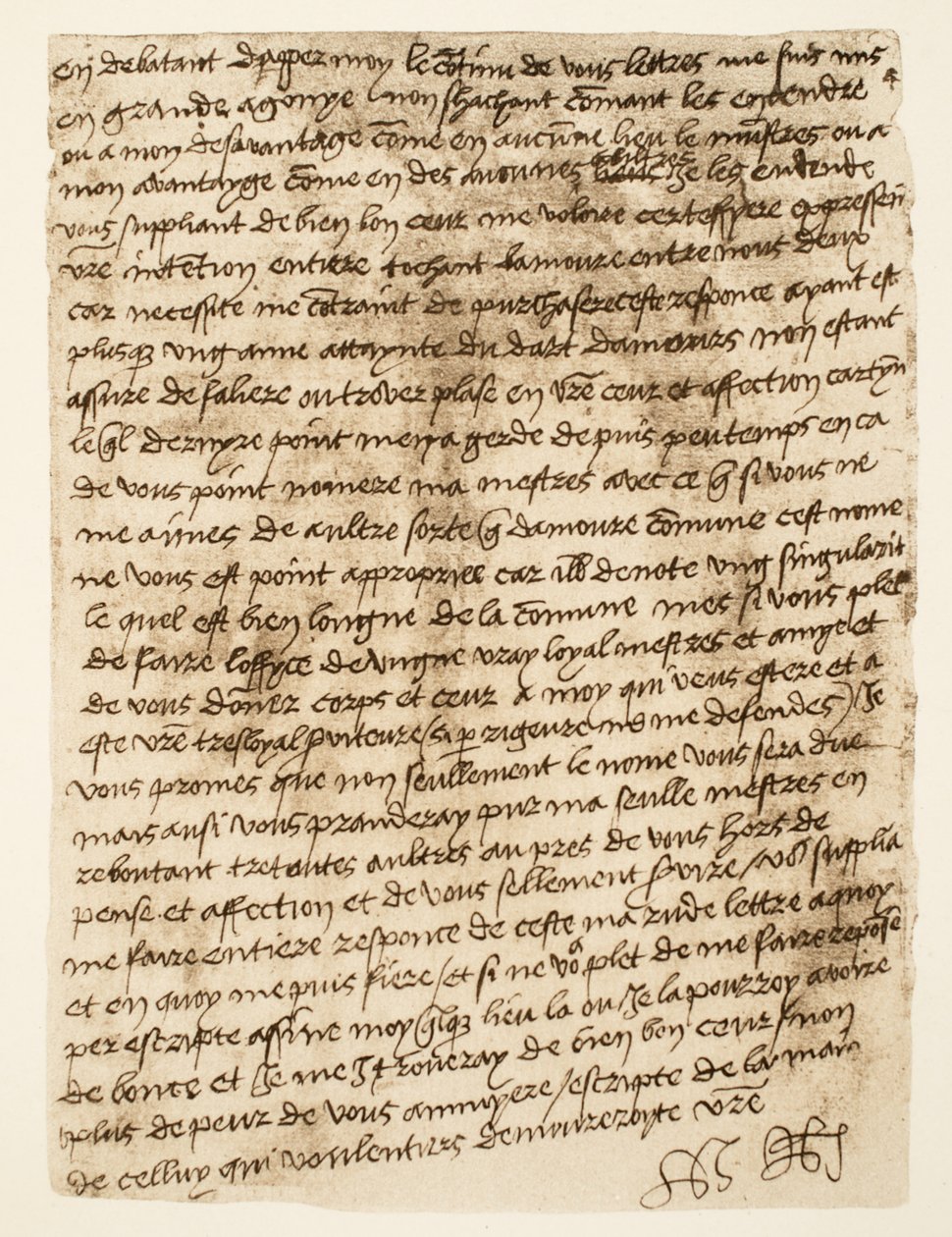 Faksimil av ett brev från Henrik VIII till Anne Boleyn daterat 1527, pub. 1902 (kollotyp) av Henry VIII (after)