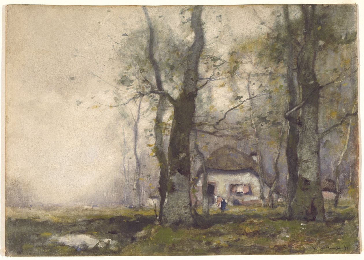 Lodge in the Woods, 1891 (wc på papper) av Henry Ward Ranger
