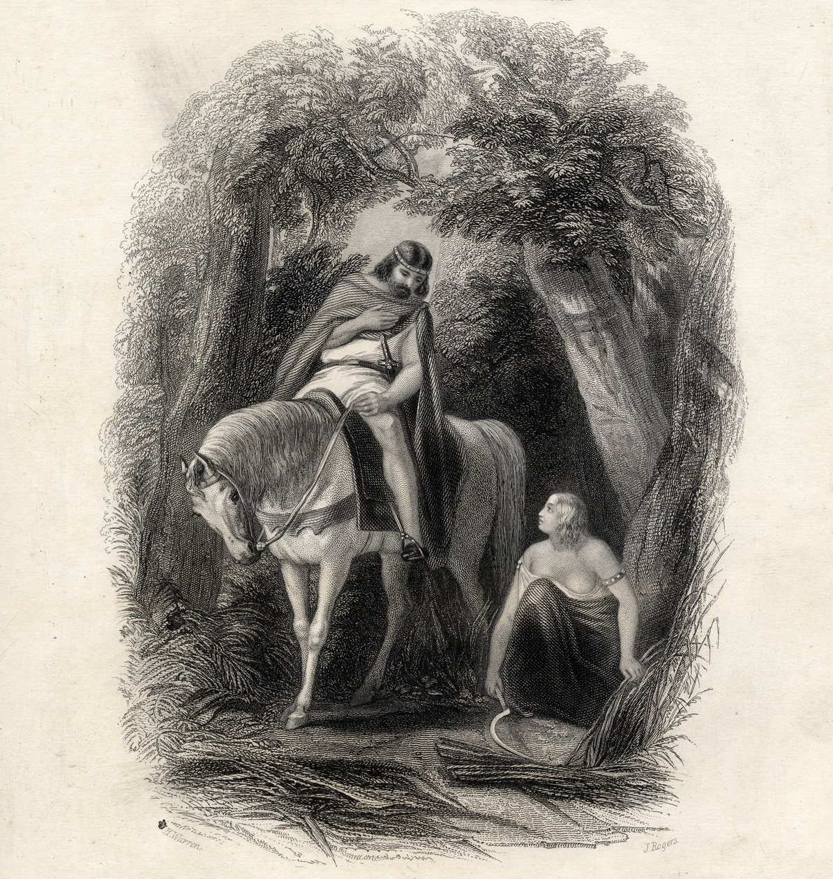 King Cormac (d.1138) and the Fair Eithne, graverad av J.Rogers, från 