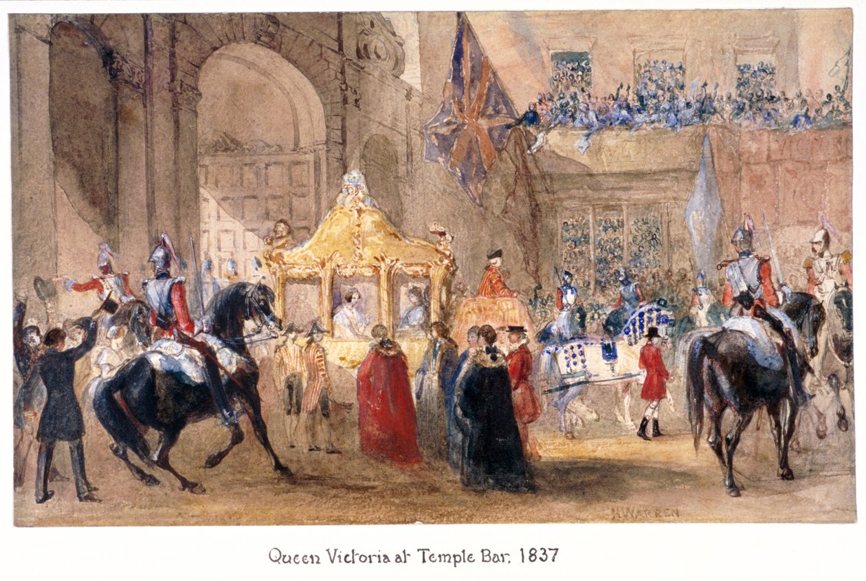 Drottning Victoria på Temple Bar, London, 1837 av Henry Warren