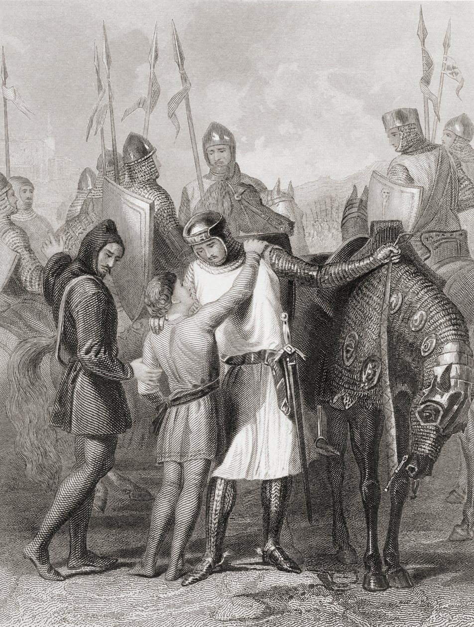 Richard, Earl of Pembroke, tar avsked med sin bror innan han lämnade till Irland 1169, från 