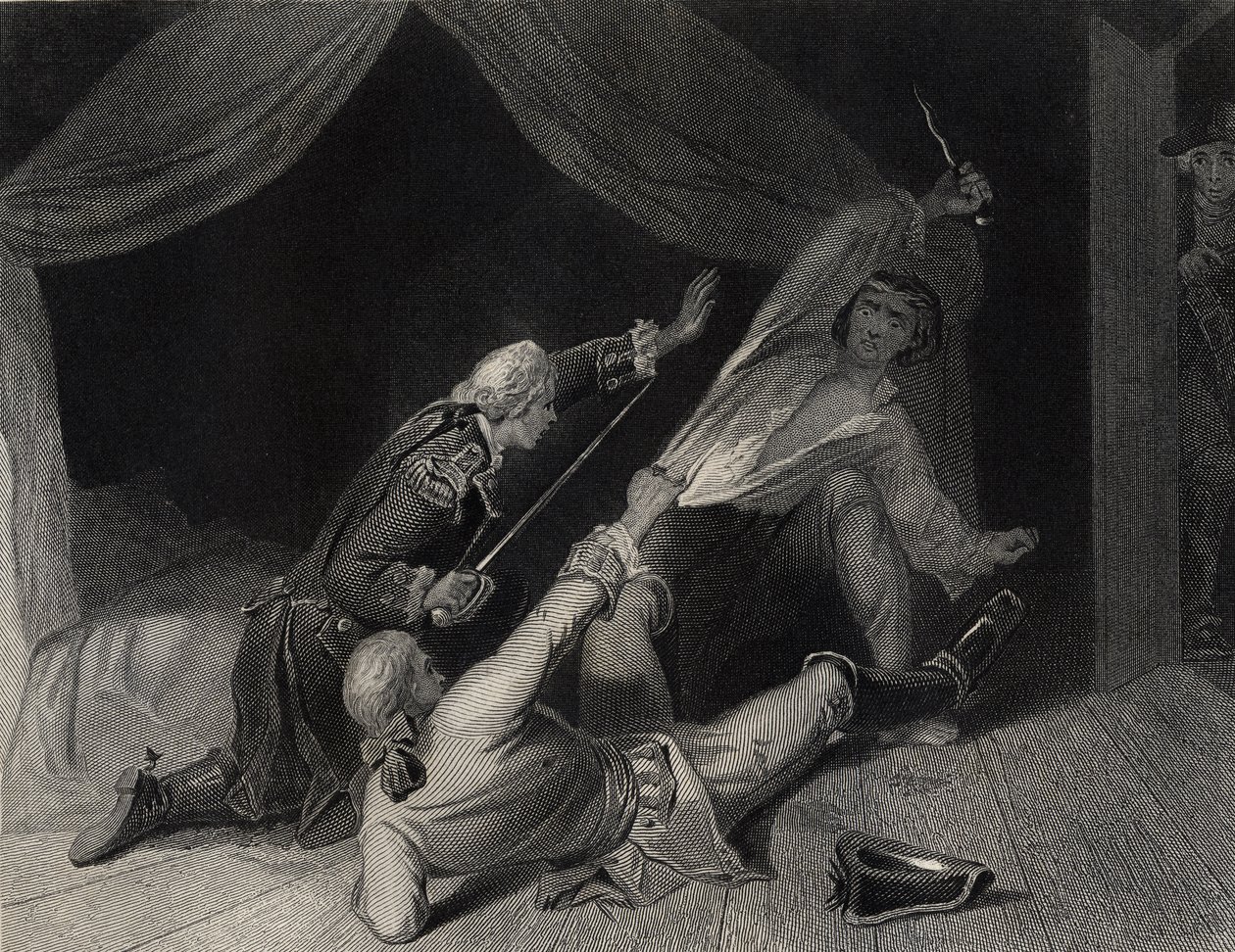 Fångsten av Lord Edward Fitzgerald för högförräderi, graverad av J.Rogers av Henry Warren