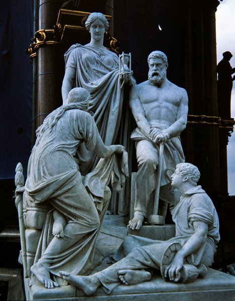 Tillverkar, skulpturgrupp från Albert Memorial, färdig 1876 (granit) av Henry Weekes