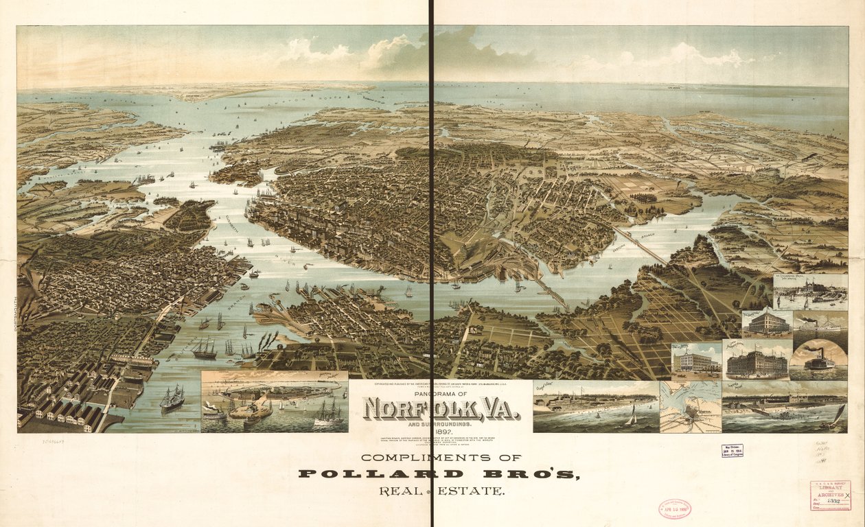 Panorama över Norfolk med omnejd 1892. av Henry Wellge