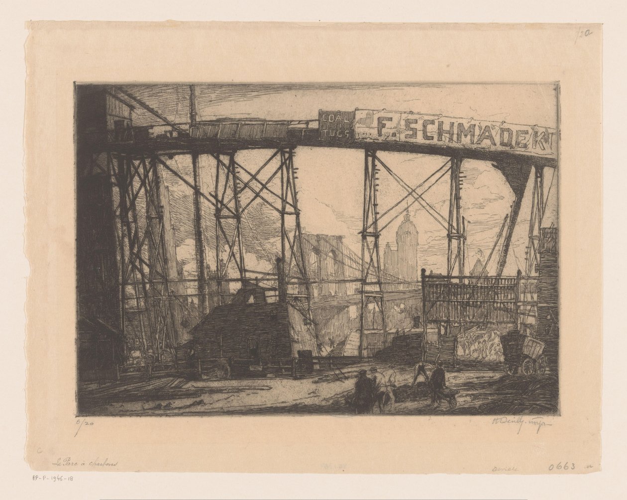 Utsikt över New York från en verkstad av Henry Wilfrid Deville (signed by artist)