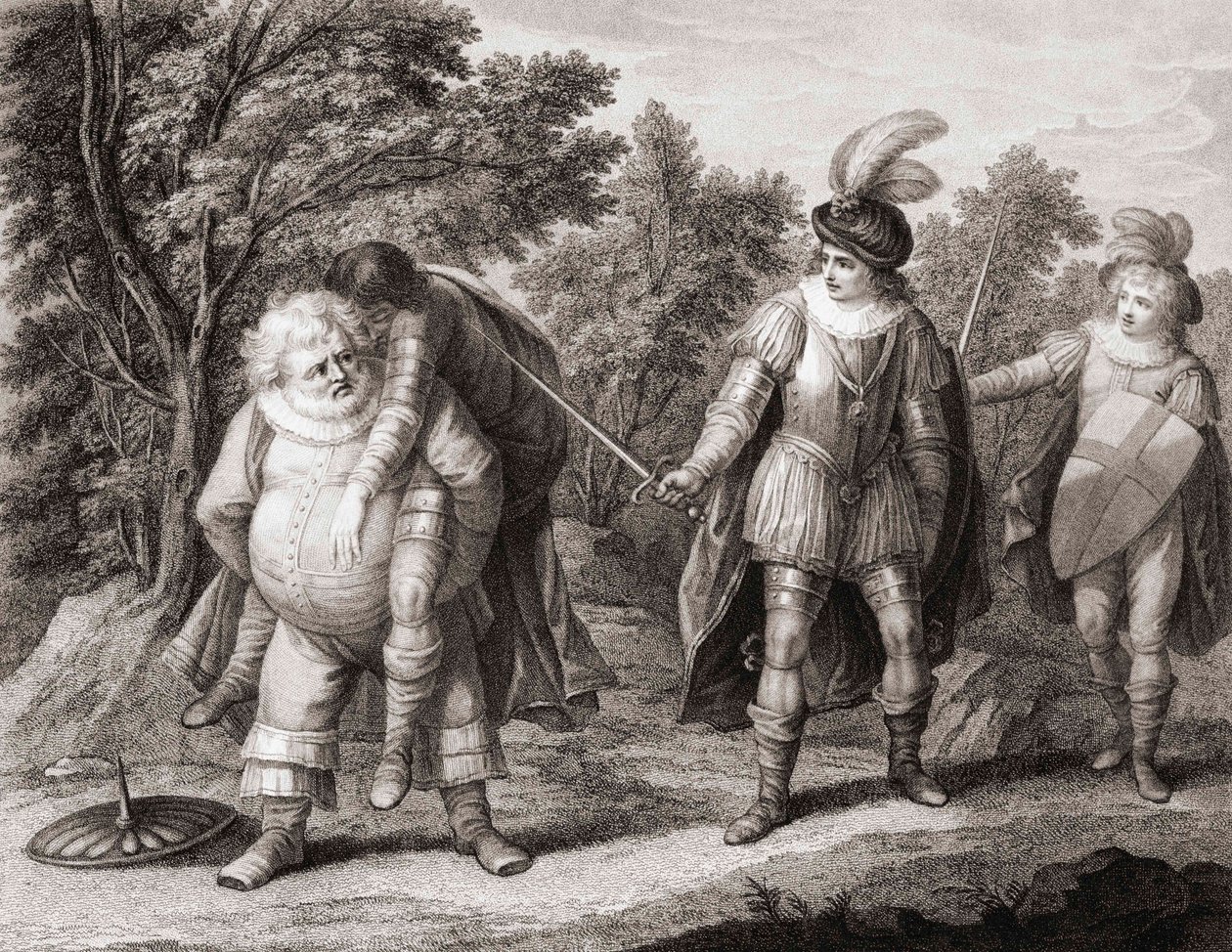 Falstaff med kroppen av Hotspur på ryggen. (skriva ut) av Henry William (after) Bunbury