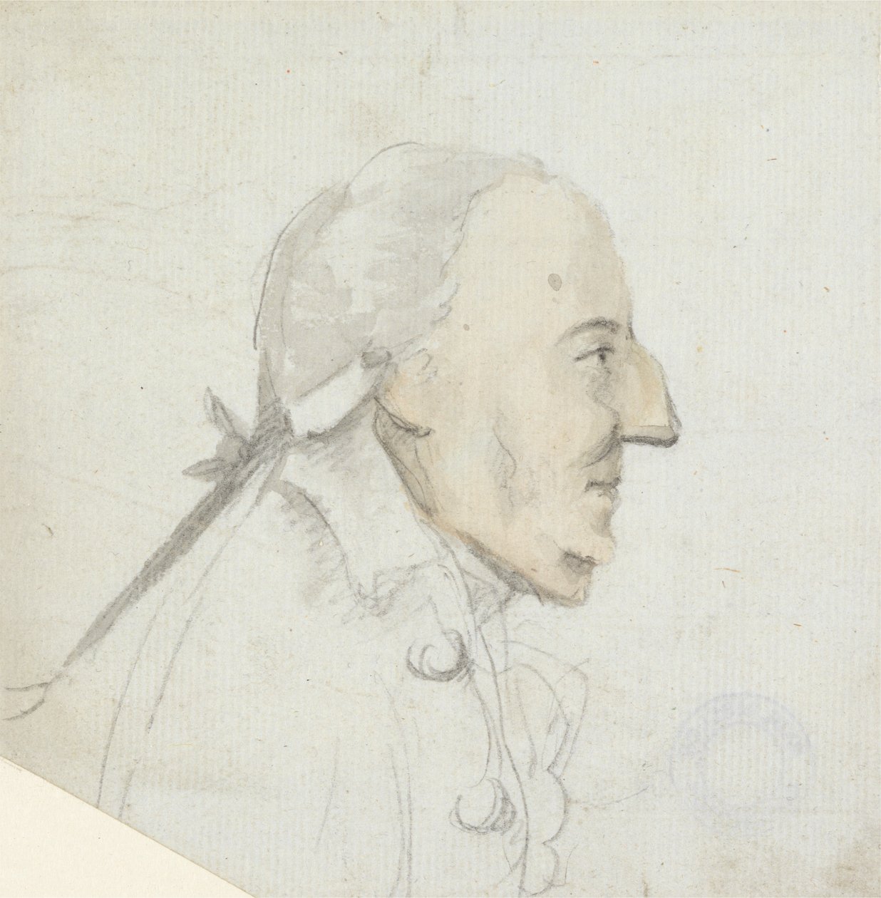 En man med en stor näsa: profil vänd åt höger, huvud och axlar av Henry William Bunbury