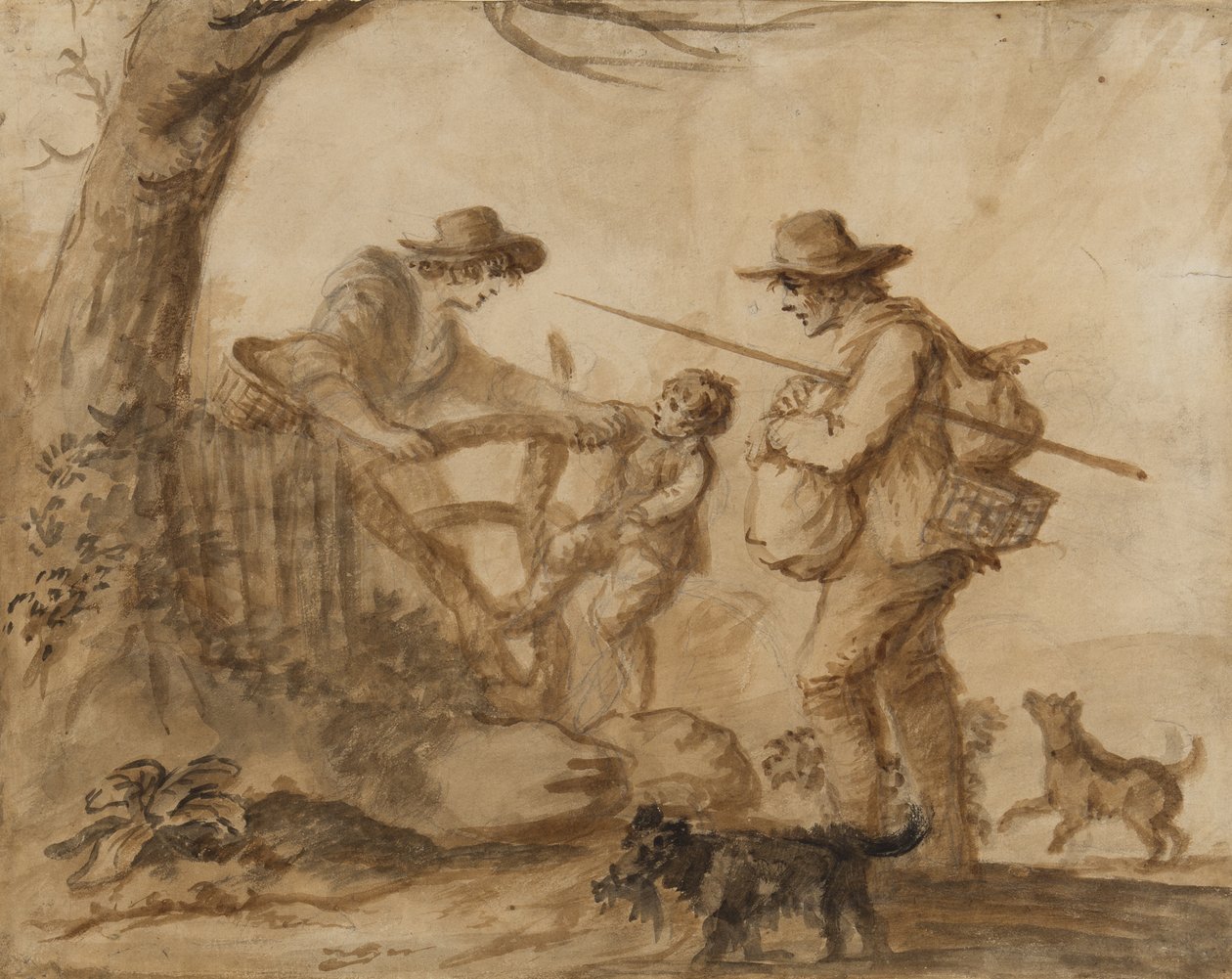 A Rustic Family, ca 1780 (penna, pensel och sepia bläck på papper) av Henry William Bunbury