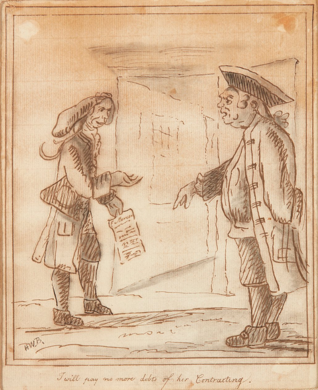 Jag kommer inte att betala några fler skulder av hennes kontrakt (bläck) av Henry William Bunbury