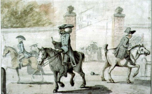Scen vid ingångsporten till ett Oxford College (tryck) av Henry William Bunbury