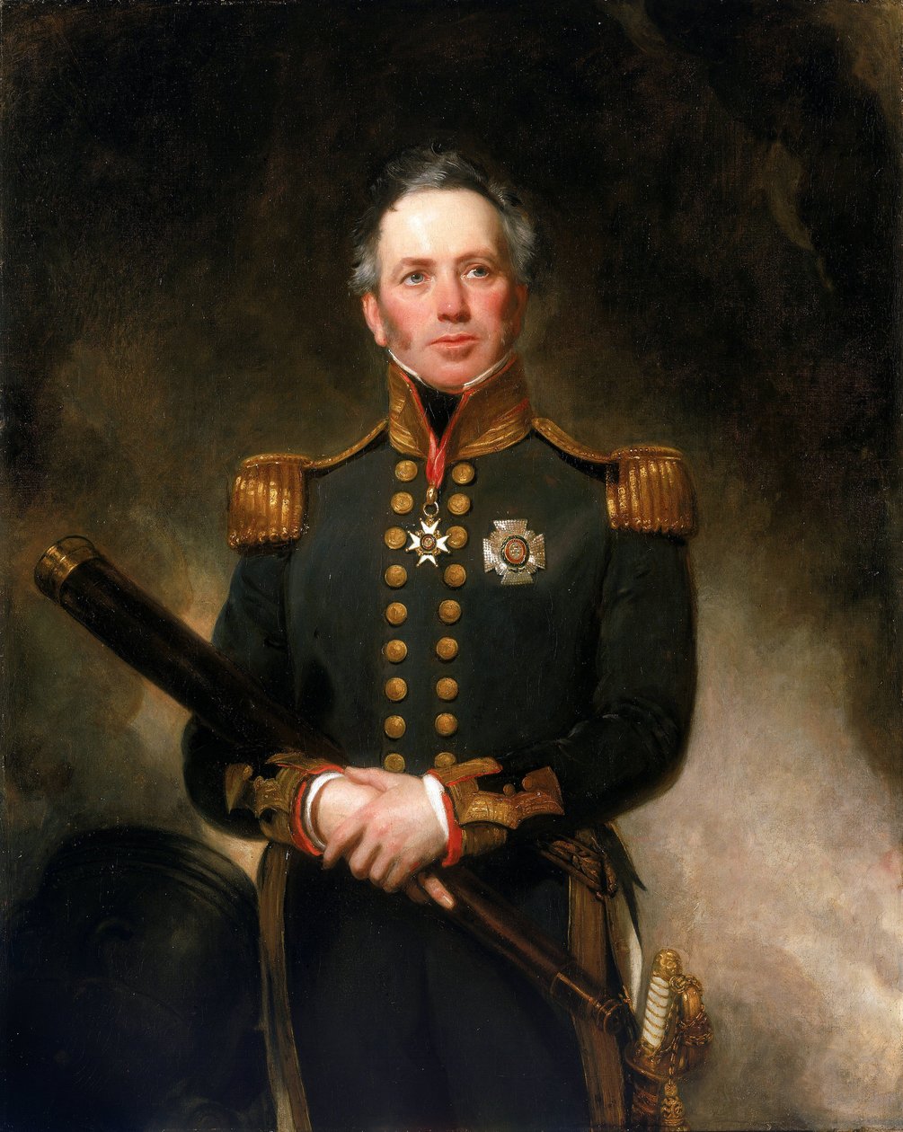 Porträtt av konteramiral Sir Edward Brace (ca 1769-1843), som utmärkte sig i den brittiska flottan på Medelhavsfronten under franska (1792-1802) och napoleonska (1803-1815) revolutionskrigen av Henry William Pickersgill