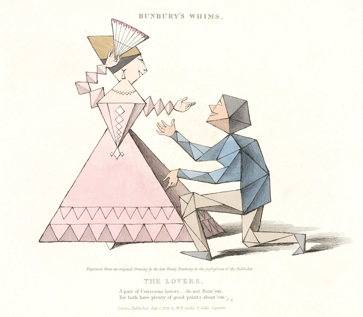 The Lovers, från Bunburys Whims, 1828 av Henry William after Bunbury