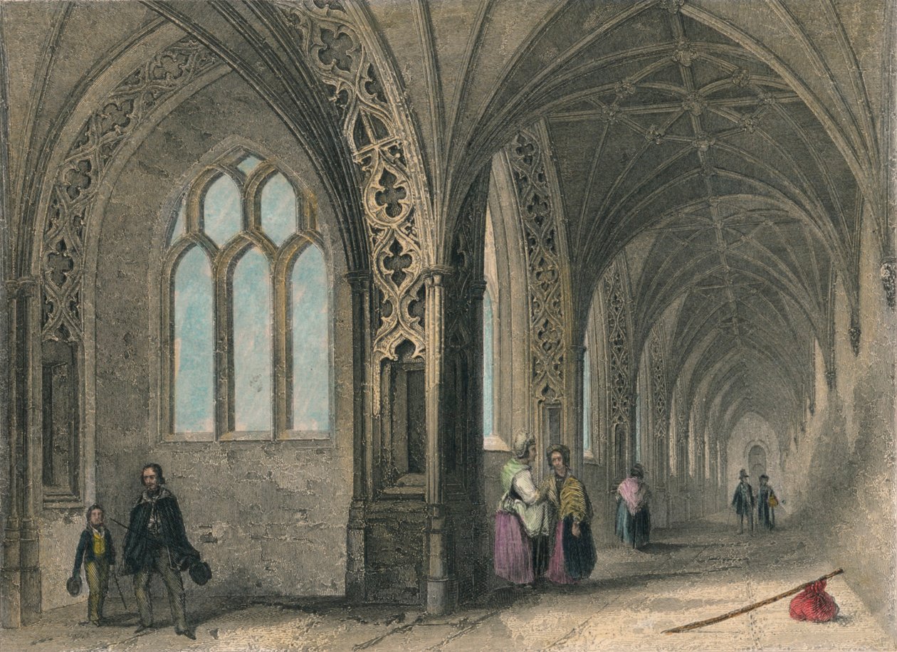Worcesters katedral. Klostret, 1836 av Henry Winkles