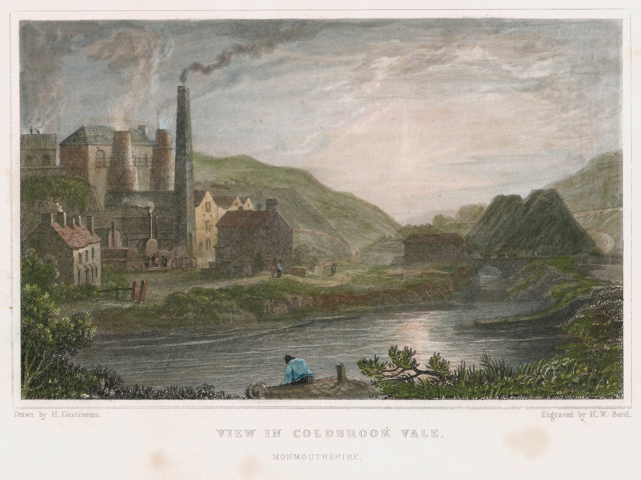Masugnar för tillverkning av järn i Coalbrookdale, Shropshire, c1830 av Henry Winsor Bond
