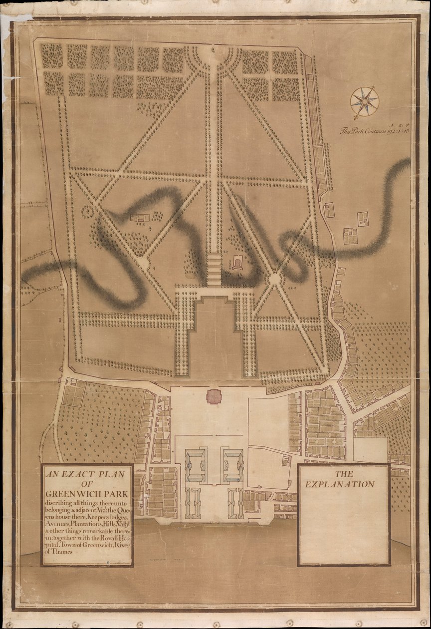 En exakt plan över Greenwich Park, ca 1700 (duk) av Henry Wise