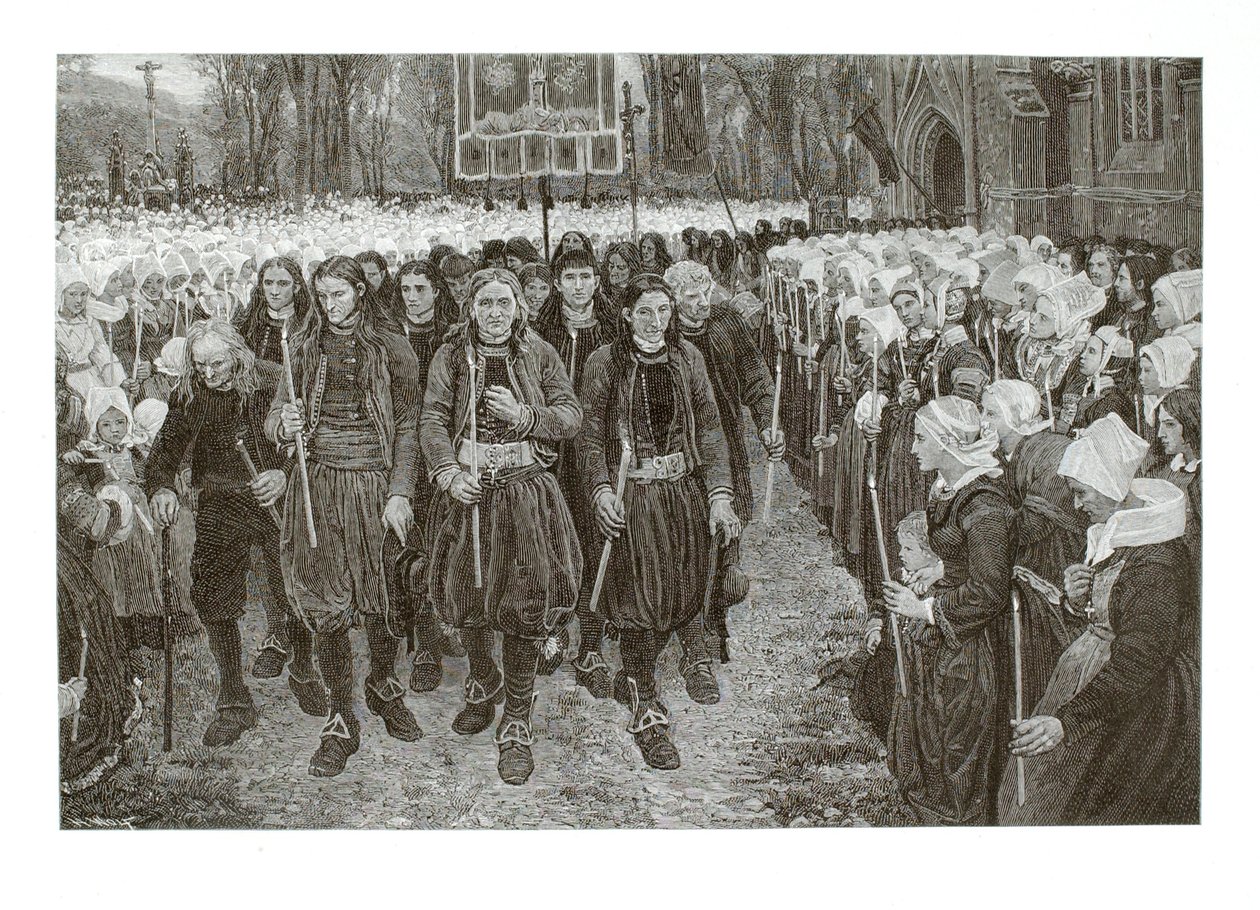 En religiös procession i Bretagne av Henry Wolf