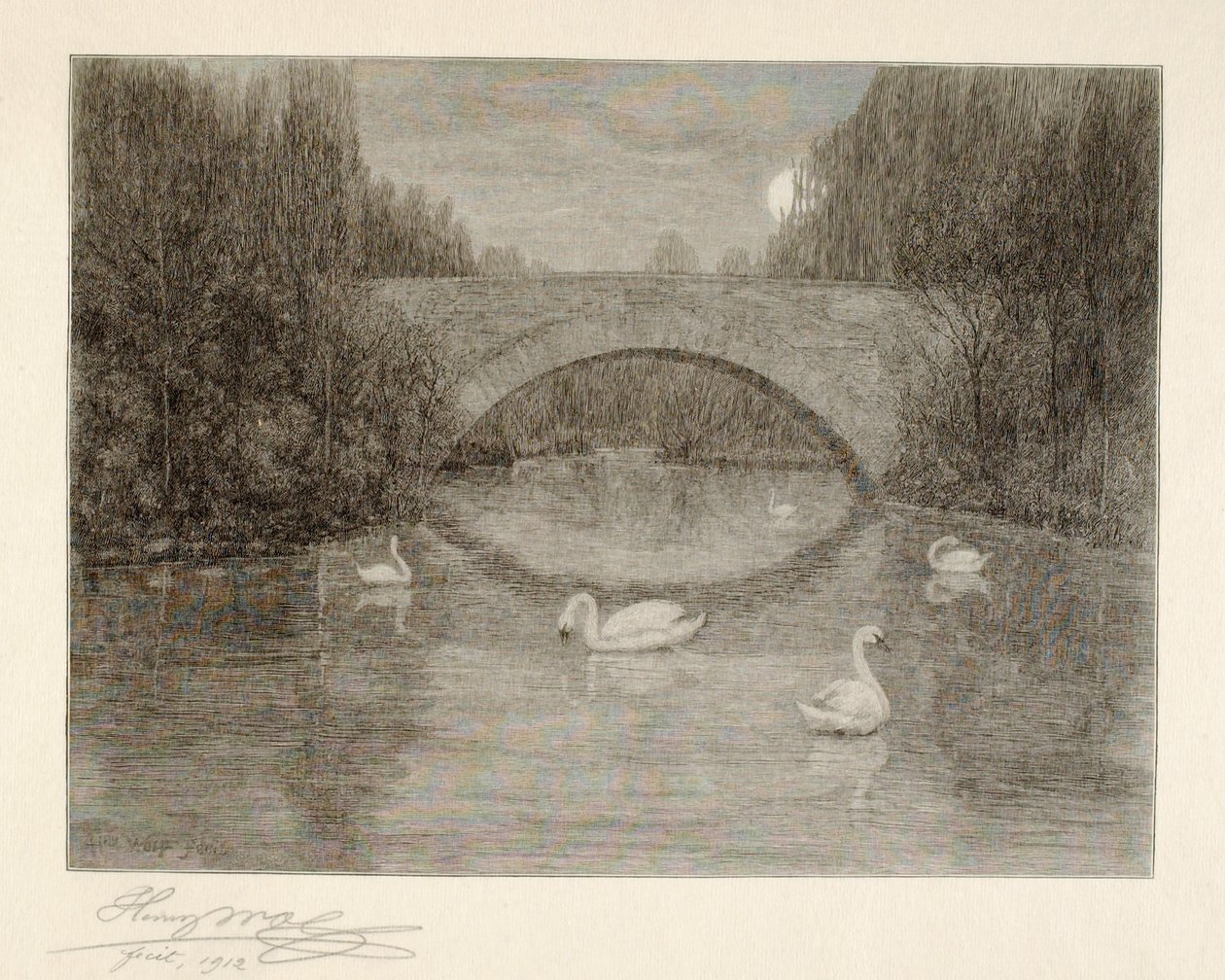 Kväll, Svansjön, Central Park, New York av Henry Wolf
