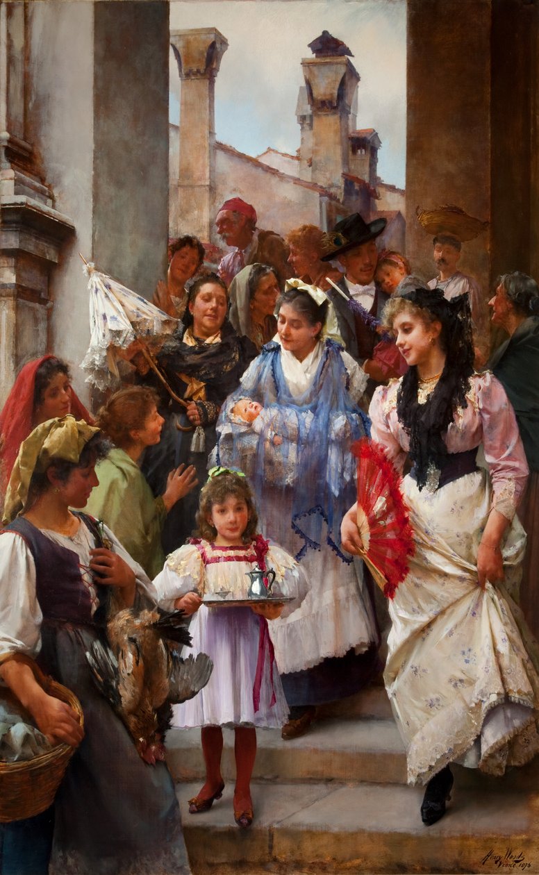 En venetiansk dopfest, 1896 olja på duk av Henry Woods