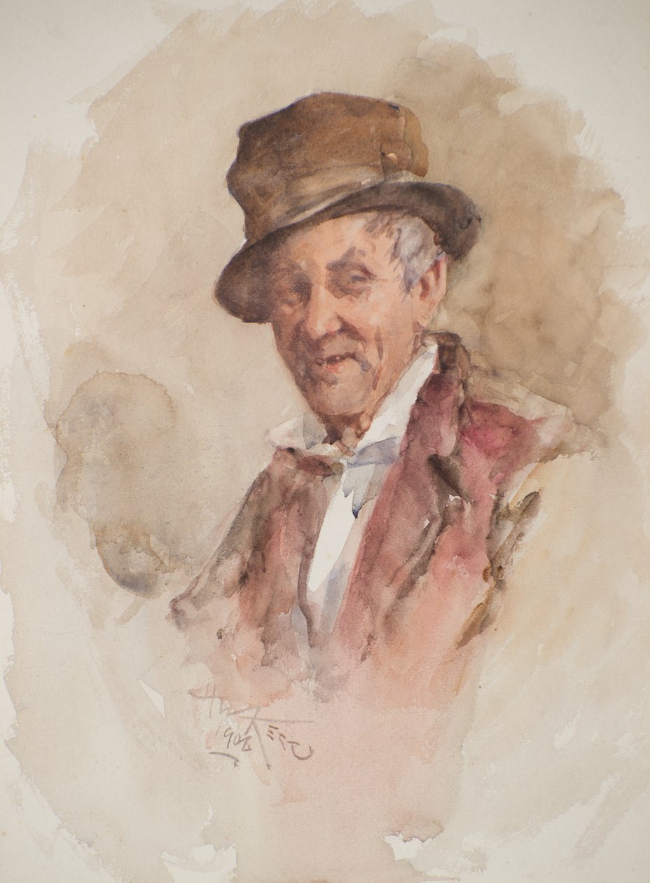 Porträtt av en man i en hög hatt (akvarell) av Henry Wright Kerr
