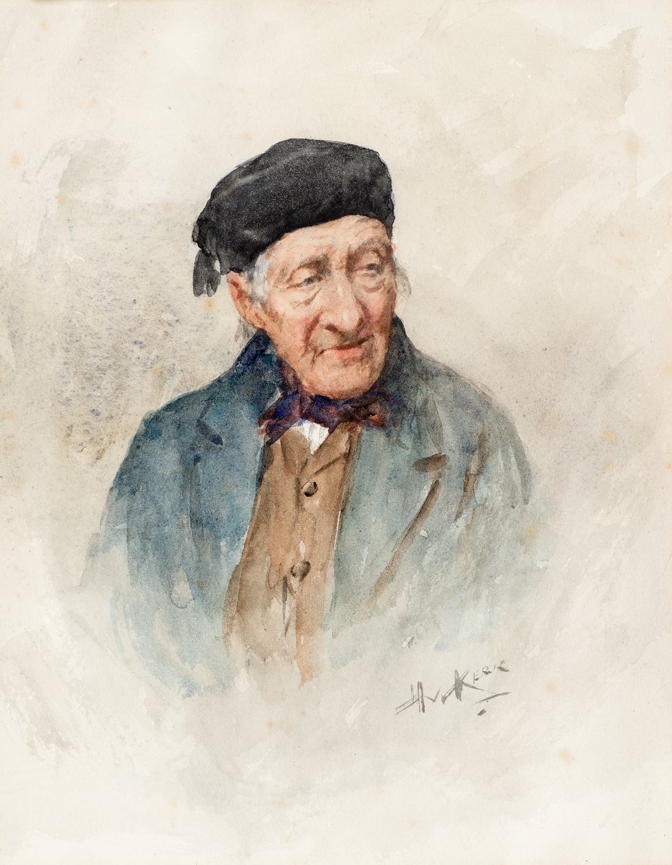 Porträtt av en gammal man (akvarell) av Henry Wright Kerr