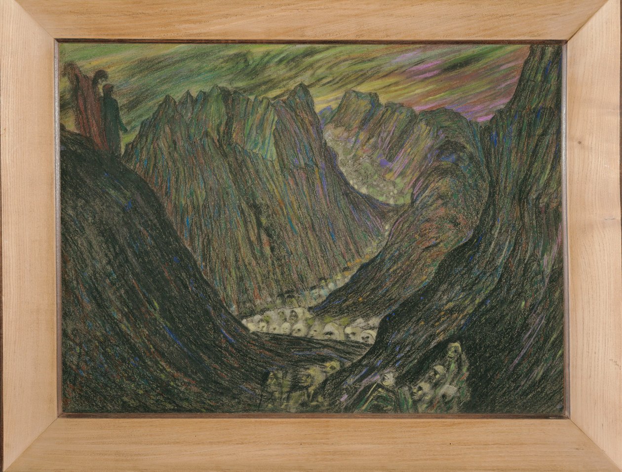 Dante et Virgile aux enfers - Dante och Vergilius i Inferno: De fördömdas procession i gyllene blykappor ... (pastell) av Henry De Groux
