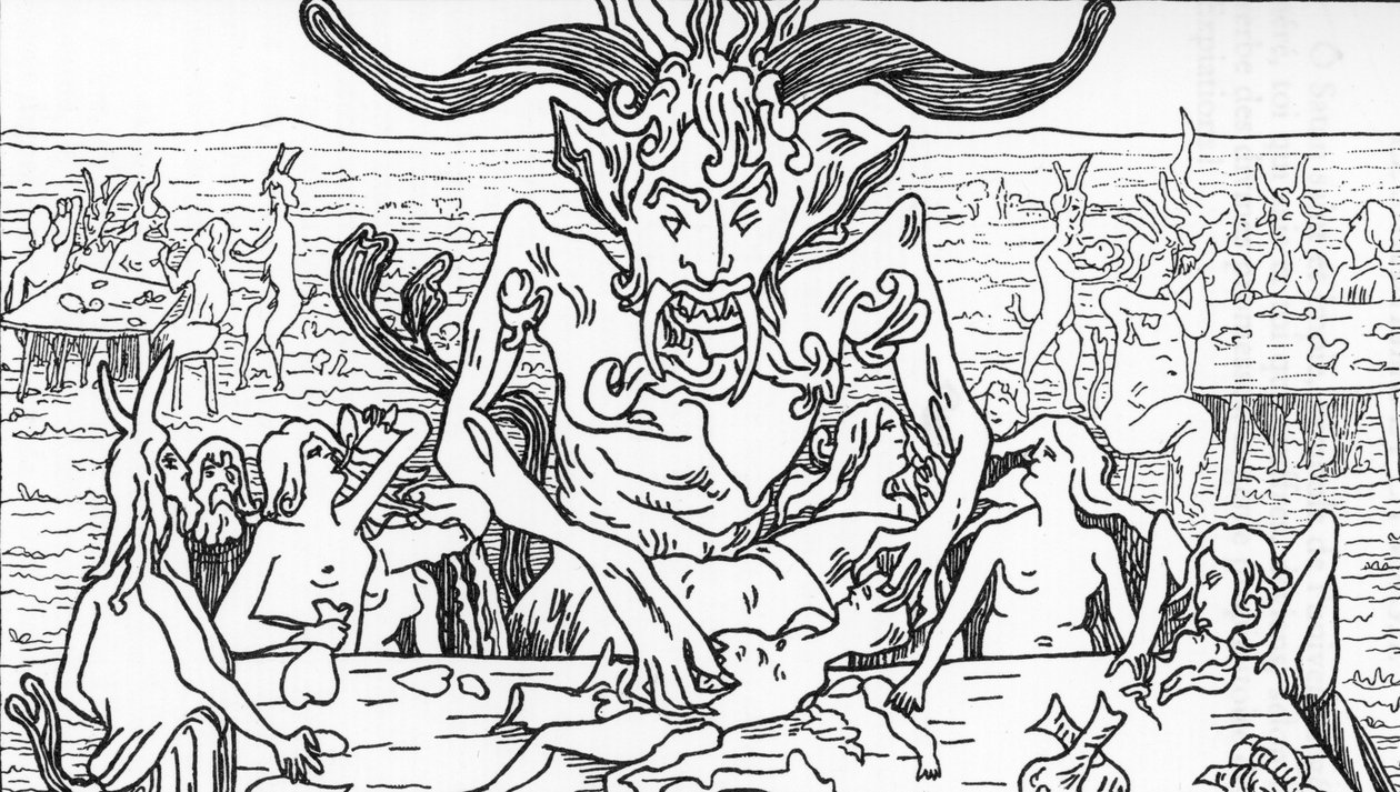 Satans bankett Teckning av Henry de Malvost från "Satanism and Magic" av Jules Bois 1895 Privat samling av Henry de Malvost