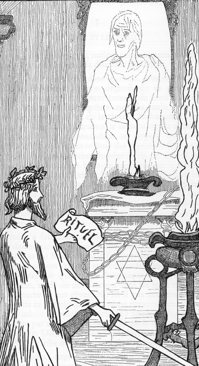 Spiritism: Frammaning av andar Ritning av Henry de Malvost från "Satanism and Magic" av Jules Bois 1895 privatsamling av Henry de Malvost