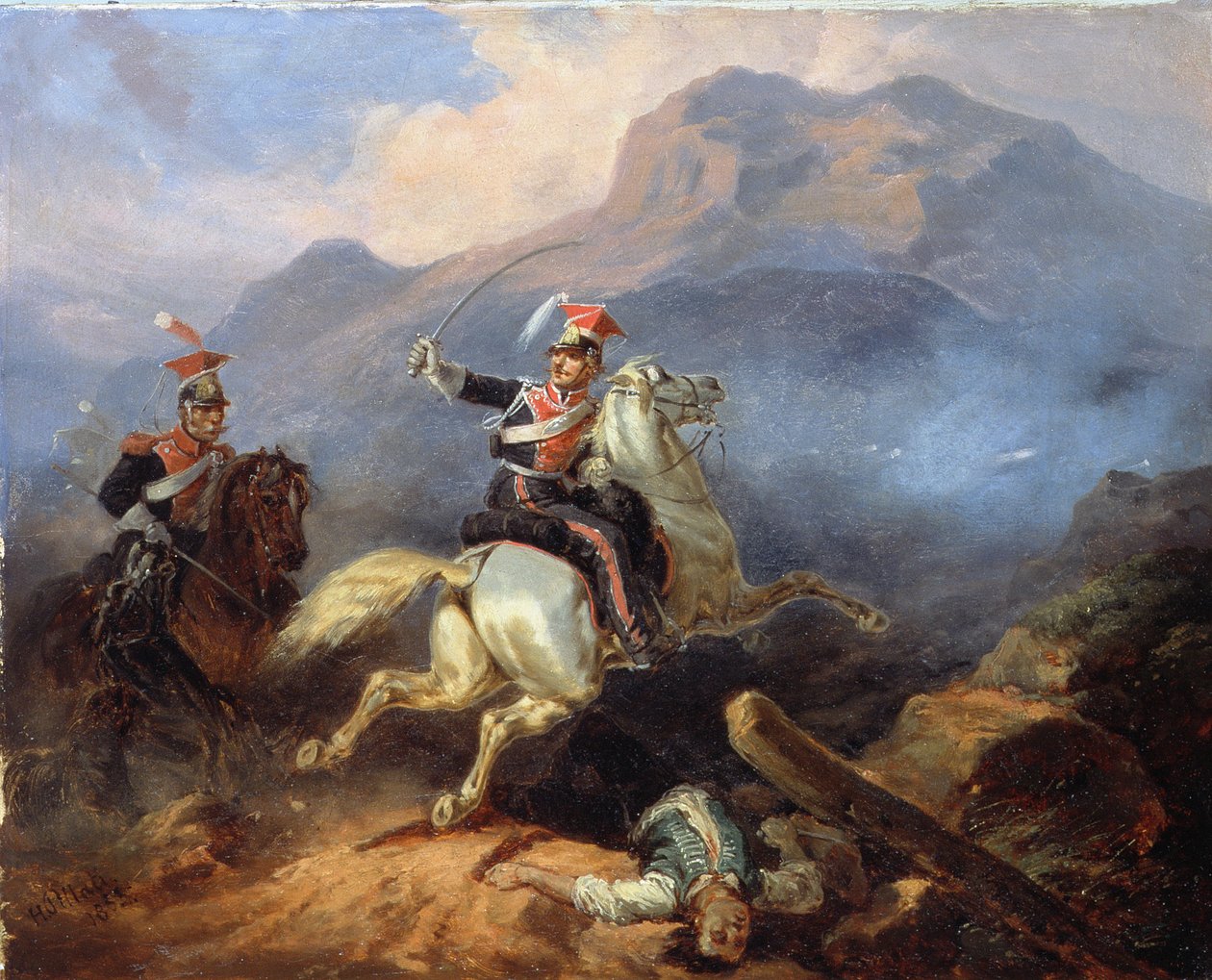 Kozietulski vid slaget vid Somosierra 1808, 1855 av Henryk Pillati