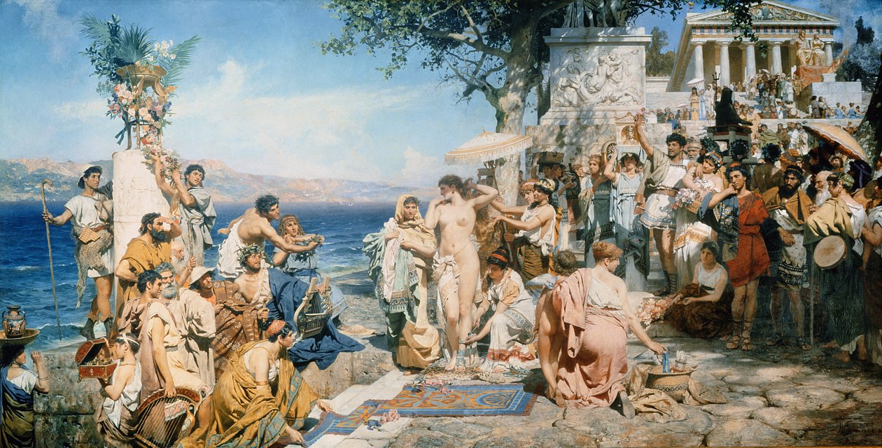 Phryne på Poseidonfestivalen i Eleusin av Henryk Siemieradzki