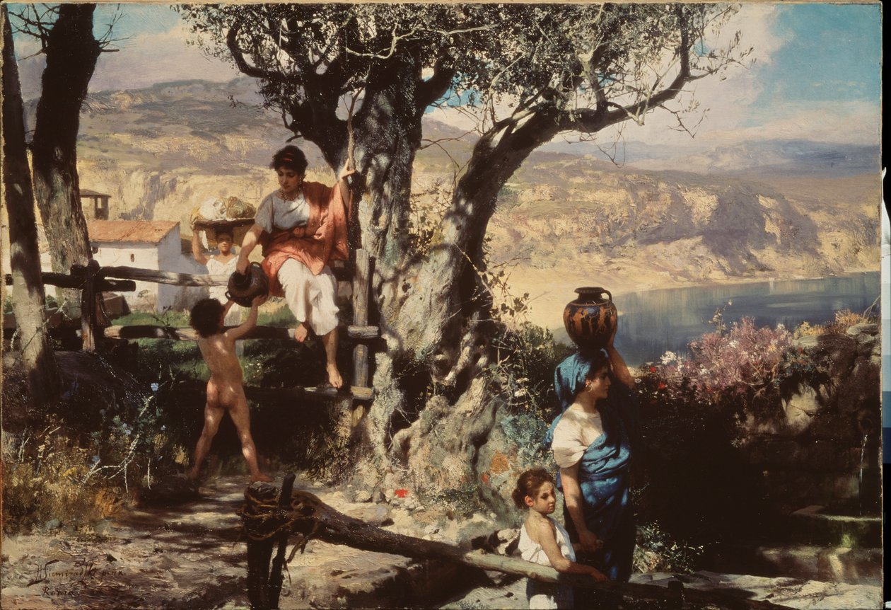 Antika Rom. I en by. Målning av Henryk Siemiradzki (1843-1902), olja på duk. polsk konst av Henryk Siemieradzki