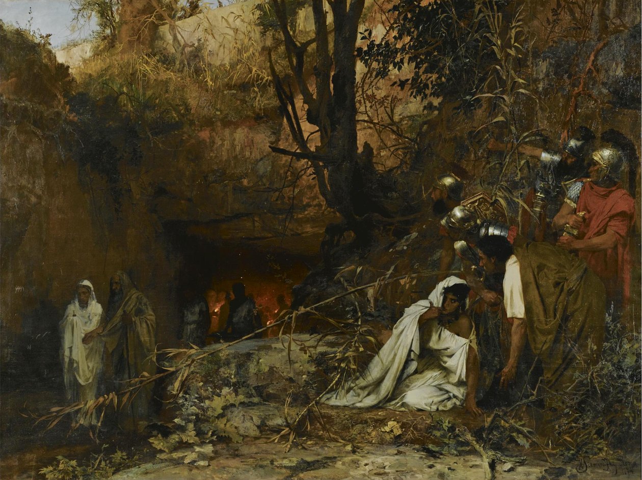 Kristna förföljare vid ingången till katakomberna, 1874 av Henryk Siemiradzki