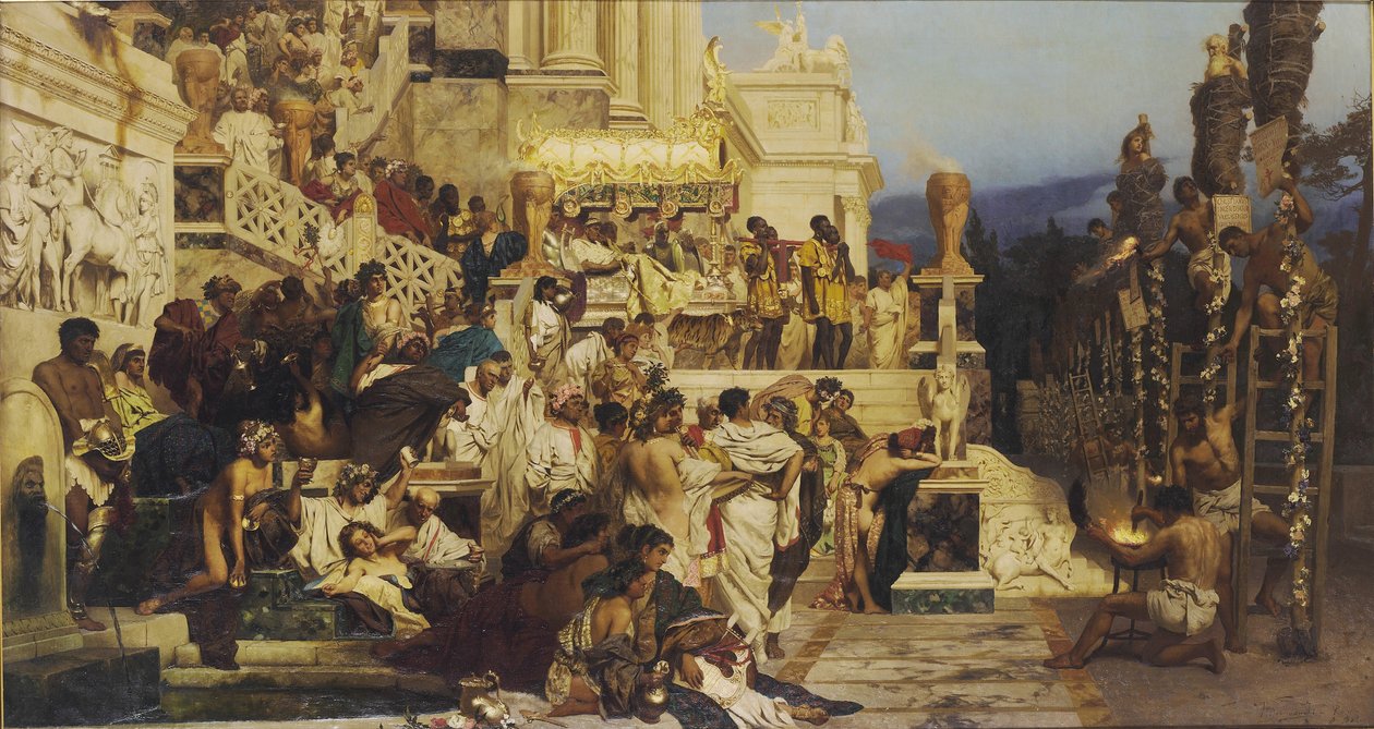 Kristendomens ledande ljus. Neros facklor, 1882 av Henryk Siemiradzki