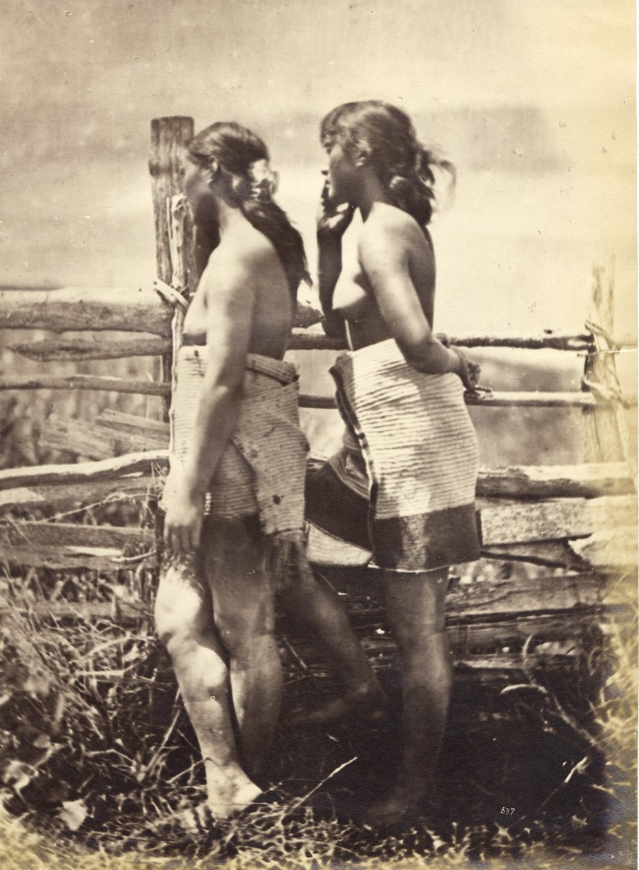 Maoristudie, ca 1870 (albumenprint) av Herbert Deveril