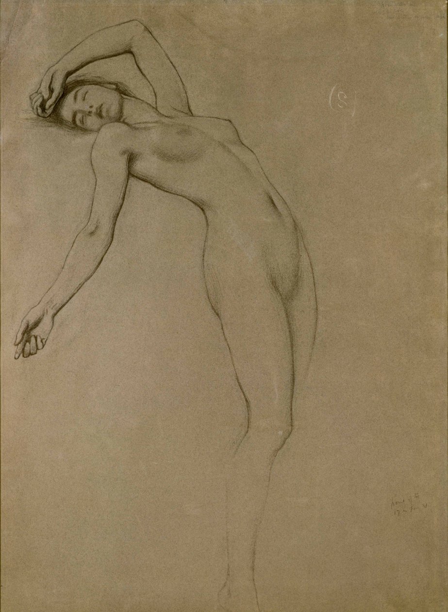 Studie till "Clyties of the Mist" (krita på papper) av Herbert James Draper