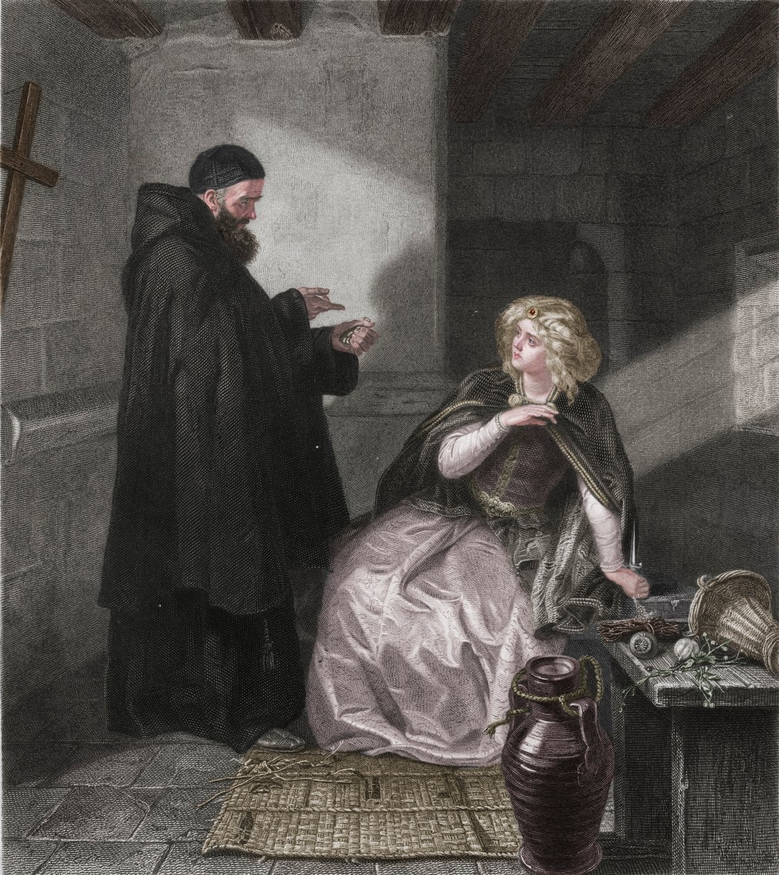 Juliet in the Cell of Friar Lawrence, 1867 av Herbert Bourne