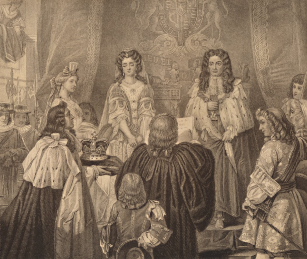 Kronan erbjöds till William och Mary, 1689, 1886 av Herbert Bourne