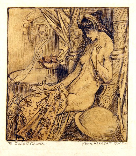 The Sphynx (bläck, penna och akvarell på papper) av Herbert Cole