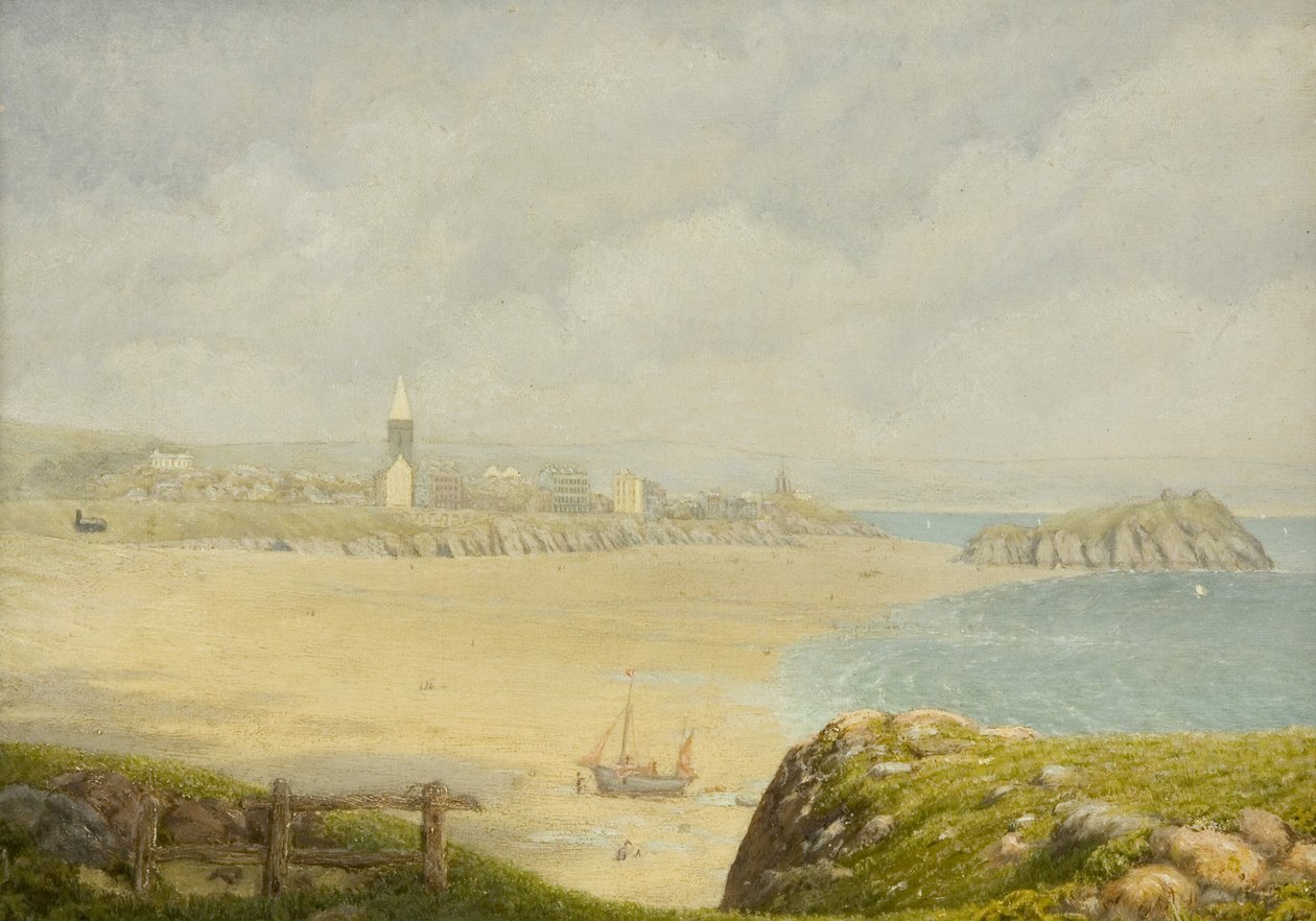 Tenby, the Beach (olja på duk) av Herbert Isambard Owen