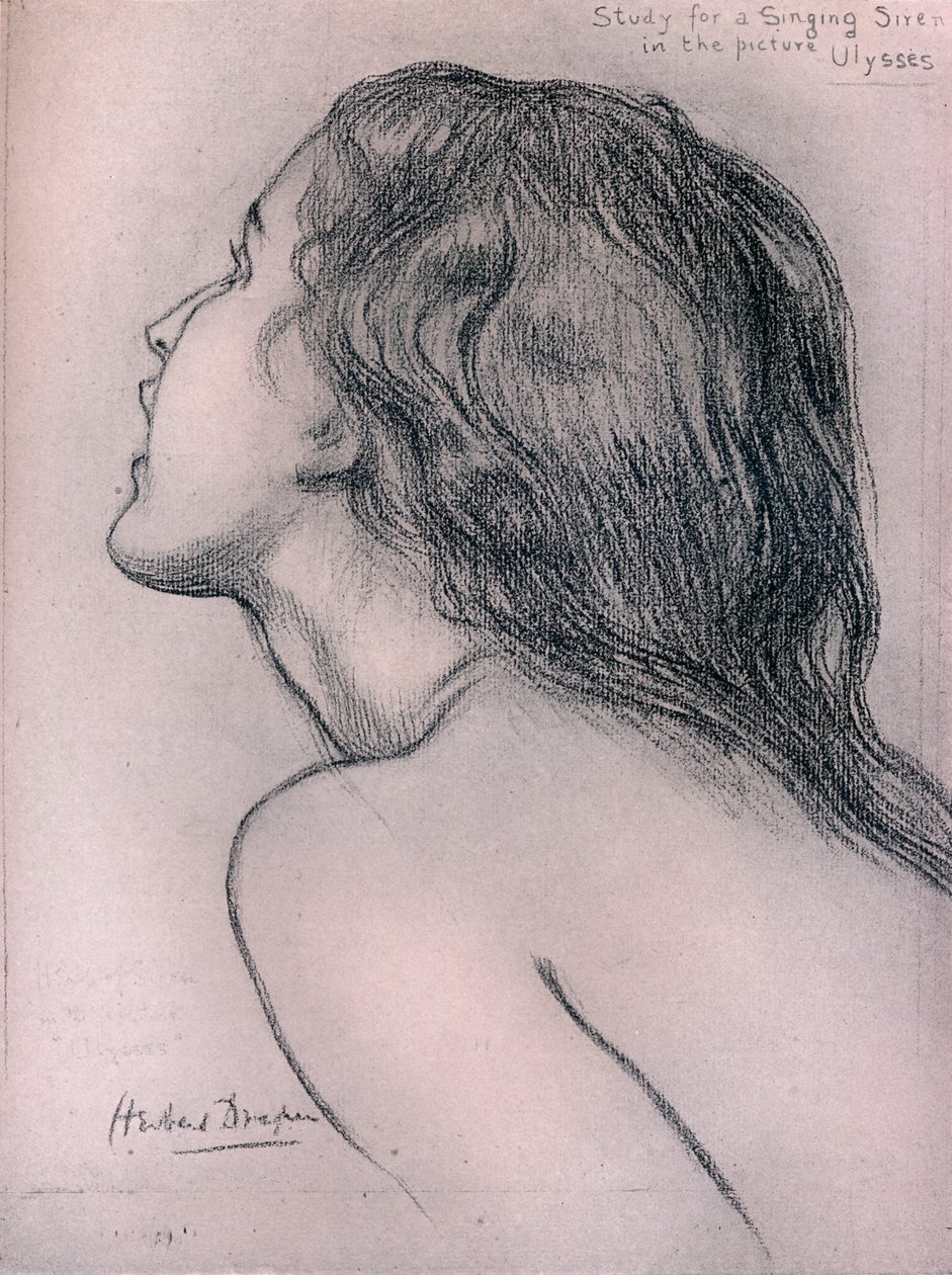 Studera för en sjungande siren, c1909 av Herbert James Draper
