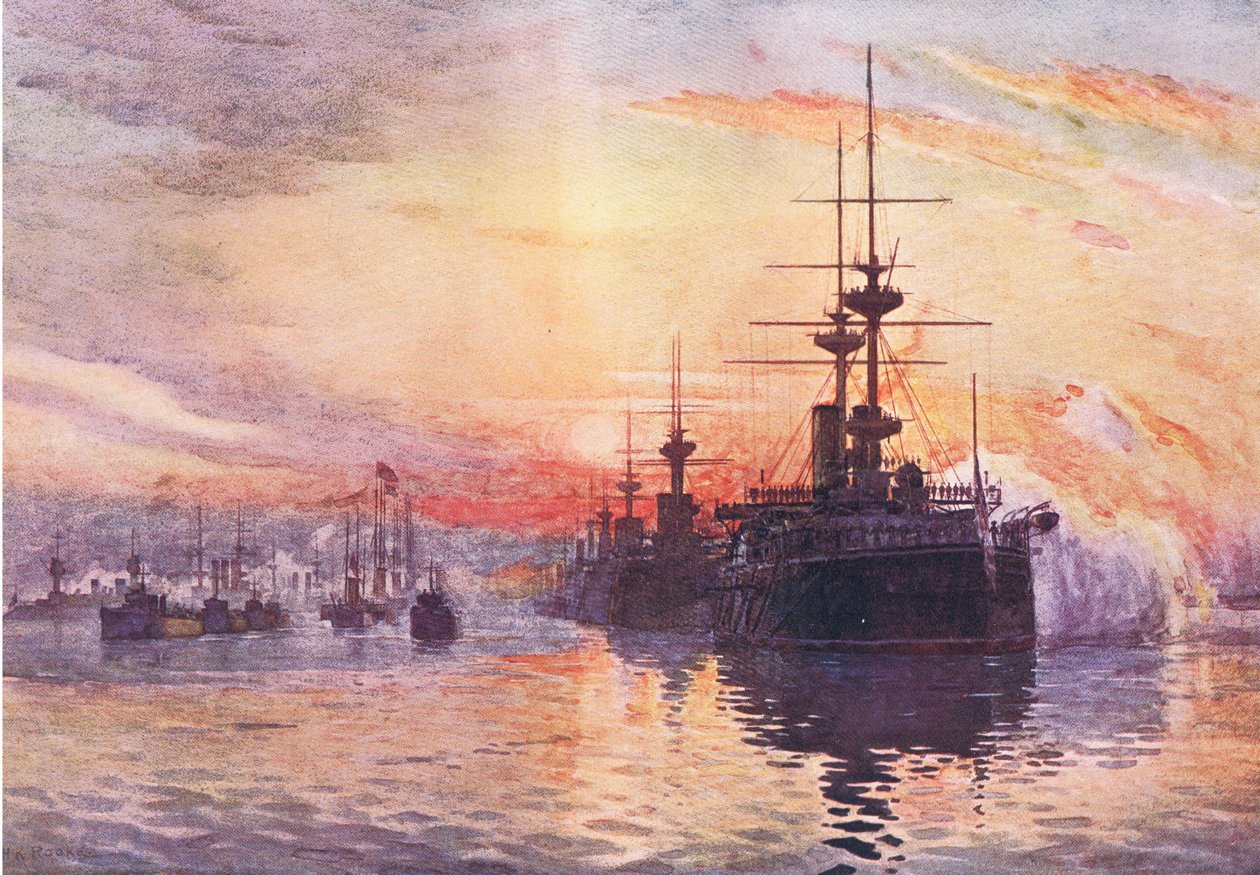 Drottning Victorias sista resa 1901 1 februari, illustration från Cassells History of England, 1900-talet av Herbert Kerr Rooke