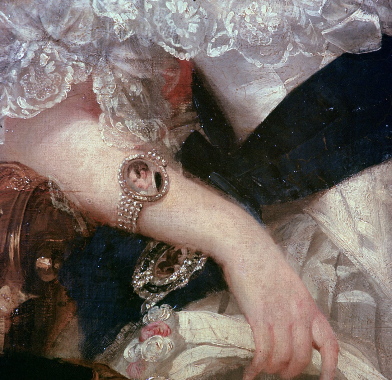 Detalj av ett porträtt av drottning Victoria, 1841 av Herbert Luther Smith