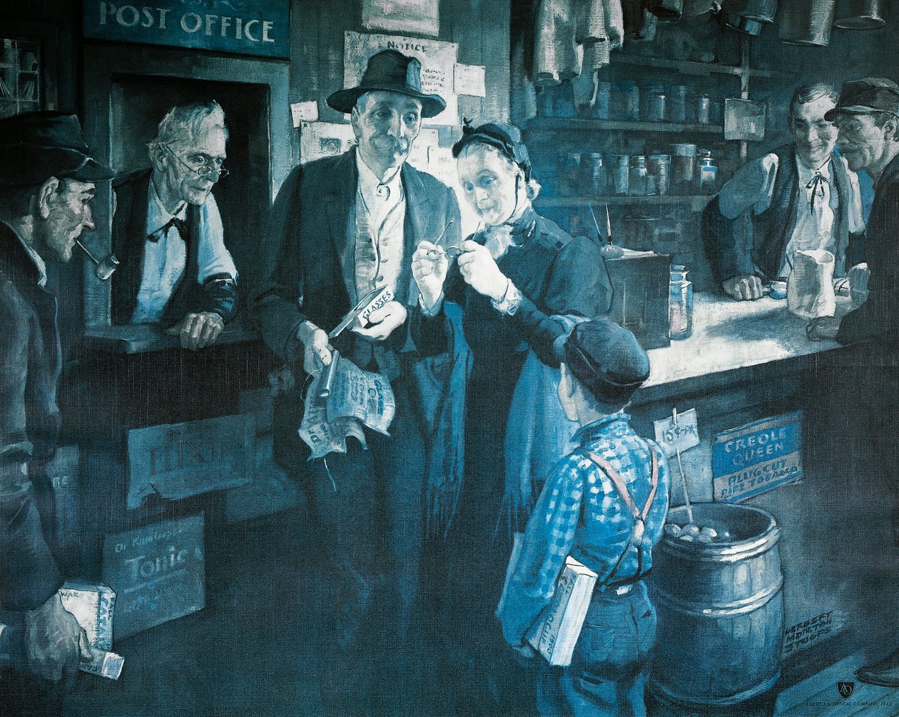 Glasögonleverantören i slutet av 1800-talet, reklam för American Optical Company av Herbert Morton Stoops