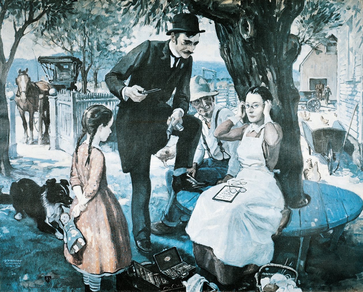 Glasögonförsäljaren i slutet av 1800-talet, reklam för American Optical Company av Herbert Morton Stoops